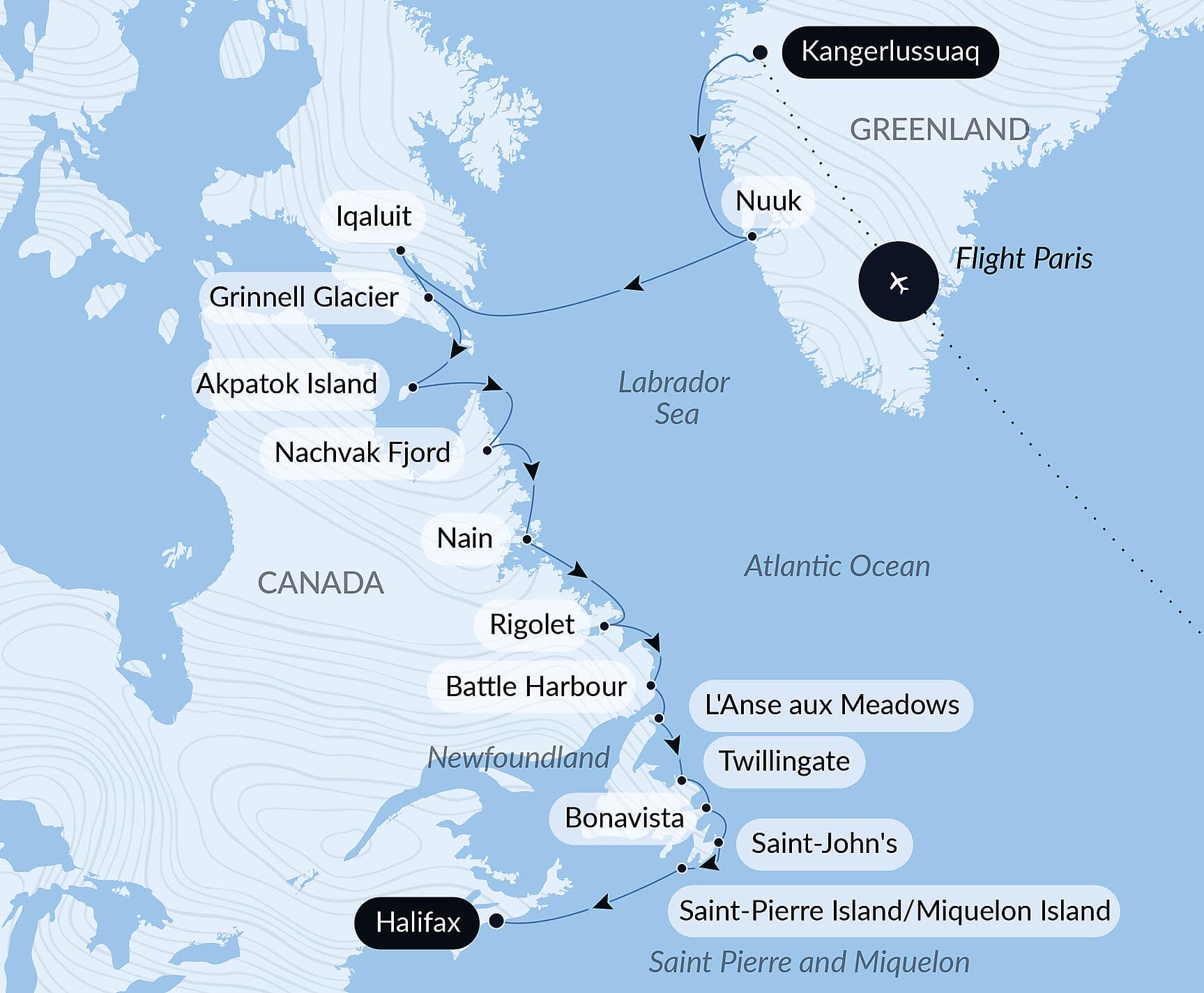 Wilderness from Greenland to the East Coast of Canada